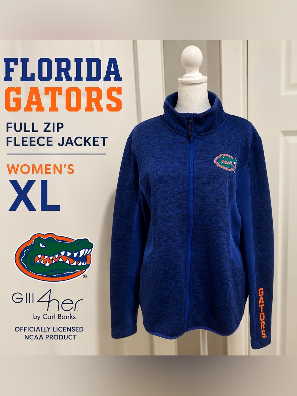 Florida Gators Funnel Neck Fleece Jacket Women’s Full Zip Royal Blue XL NCAA